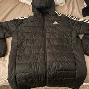 Adidas Men's Black Hooded Puffer Jacket
